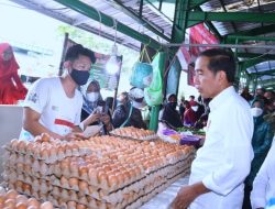 Presiden Joko Widodo Cek Harga Bahan Pangan di Pasar Tenguyun Kota Tarakan Kalimantan Selatan