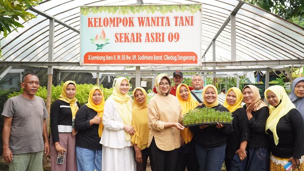 Bakal Calon Gubernur Banten Airin Rachmi Diany mengapresiasi Kelompok Wanita Tani (KWT) Sekar Asri dalam meningkatkan produk pertanian melalui hidroponik. Hal itu, dikatakannya saat meninjau lokasi tanaman di Ciledug, Kota Tangerang, Sabtu (11/3/2023).Bakal Calon Gubernur Banten Airin Rachmi Diany mengapresiasi Kelompok Wanita Tani (KWT) Sekar Asri dalam meningkatkan produk pertanian melalui hidroponik. Hal itu, dikatakannya saat meninjau lokasi tanaman di Ciledug, Kota Tangerang, Sabtu (11/3/2023).