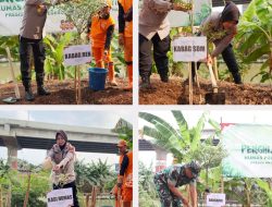 Jelang HUT Humas Polri ke 72, Polres Jaktim Gelar Penanaman Pohon di Kolong Tol Becak Kayu