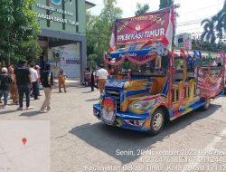 Kapolsek Bekasi Timur Kegiatan Pengamanan dan Monitoring Kirab Pemilu 2024 Tingkat Kecamatan Bekasi Timur