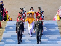 Derap Langkah Purna Paskibraka Duta Pancasila Membawa Merah Putih ke IKN