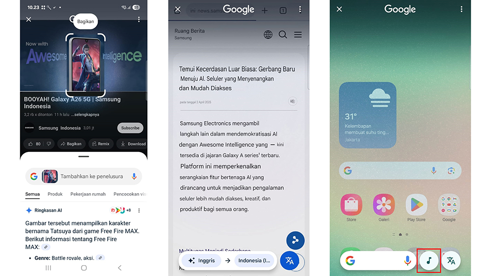Fitur Circle To Search Galaxy A26 5G 1000 X